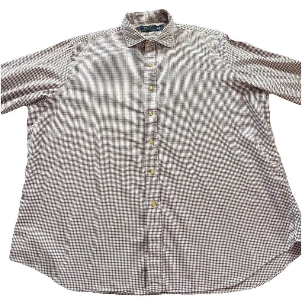 Polo Ralph Lauren Purple Brown White Plaid Button Down Flannel Shirt Men's XXL - Picture 4 of 13